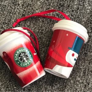 Starbucks holiday Christmas ornaments ceramic travel 2010 2012